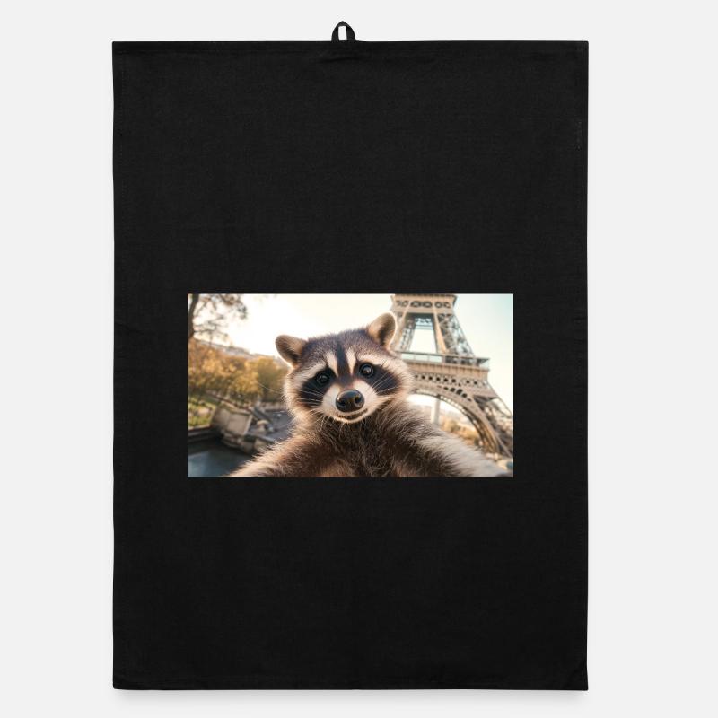 Waschbär in Paris Organic Geschirrtuch
