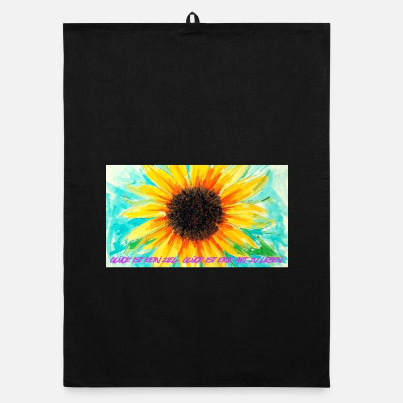 Sonnenblume Farbrausch Kunst - Organic Geschirrtuch - Schwarz
