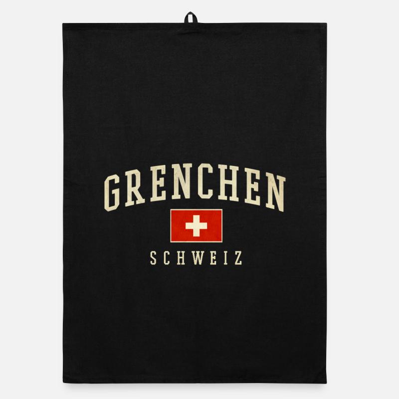 Grenchen Schweiz Vintage Schriftzeichen Organic Geschirrtuch