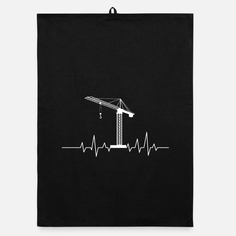 Crane Heartbeat ECG Pulse Construction Operator Organic dish towel