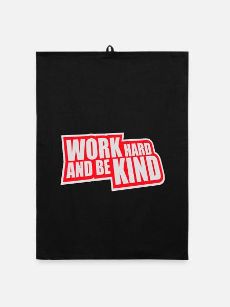 Work Hard And Be Kind Inspirierend Fleiß Güte Logo - Organic Geschirrtuch - Schwarz - Vorne