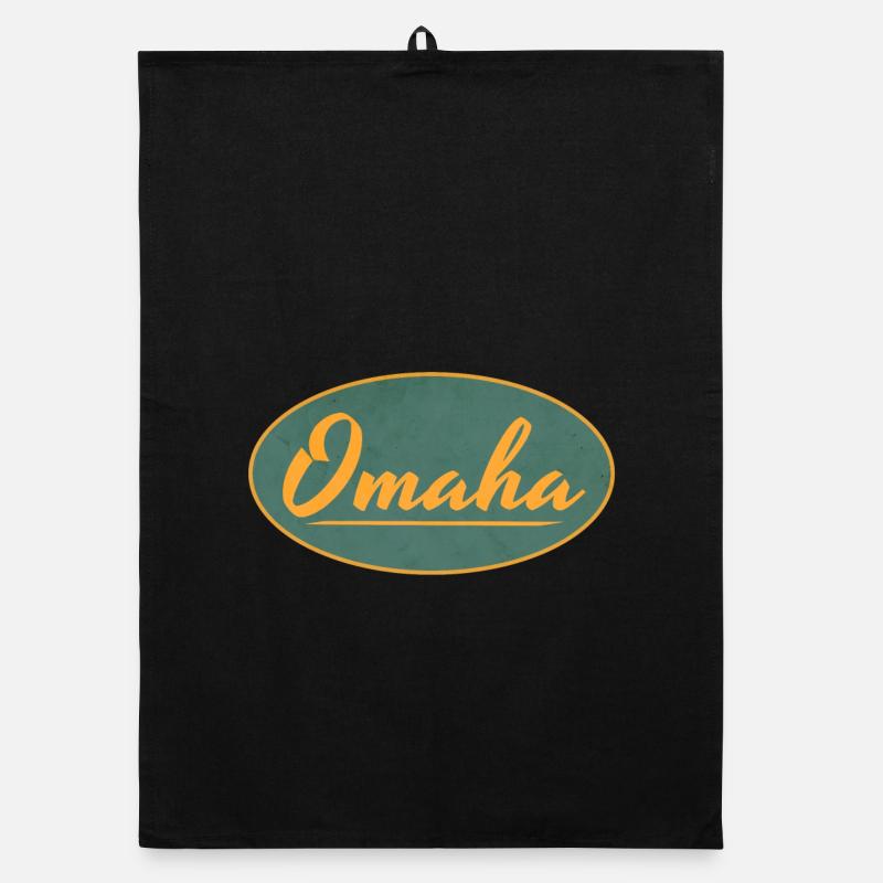 Omaha Vintage Script Emblem Organic dish towel