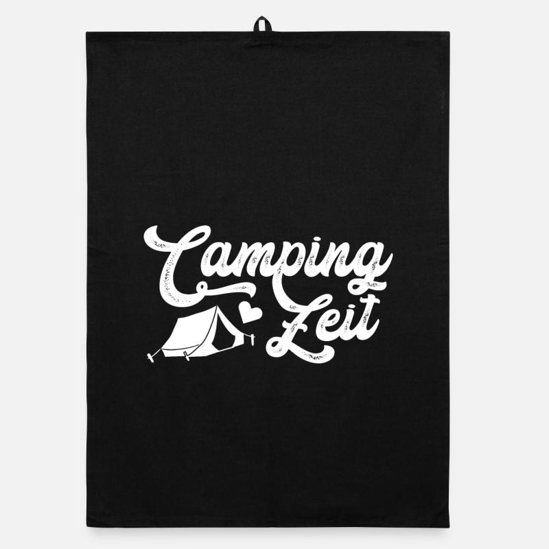Camping Zeit Retro Lagerfeuer Organic Geschirrtuch