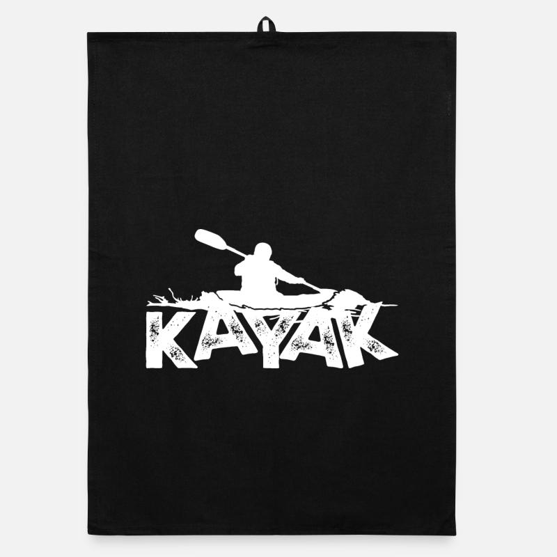 Aventure Silhouette Kayak Sur Texte En Gras Torchon bio