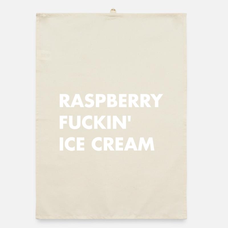 Raspberry Cream - white lettering Organic dish towel