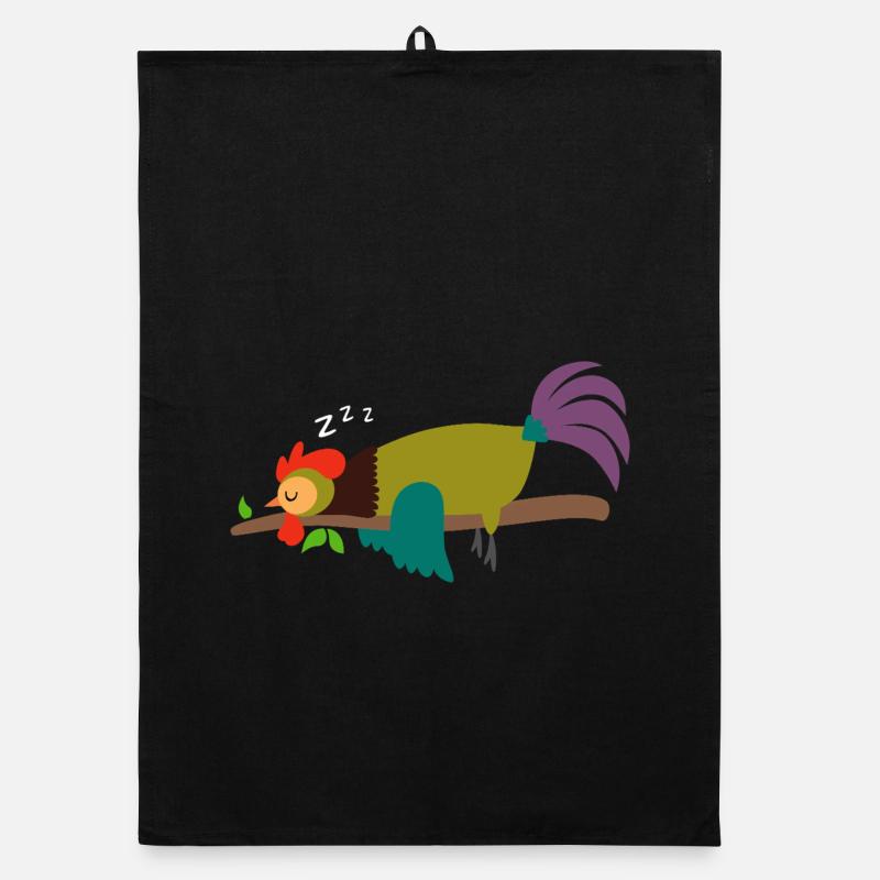 Sleeping Rooster Cockerel Chicken Design Gift Organic dish towel