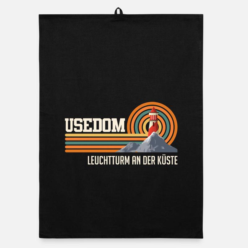 USEDOM LEUCHTTURM AN DER KÜSTE Lustiges Organic Geschirrtuch