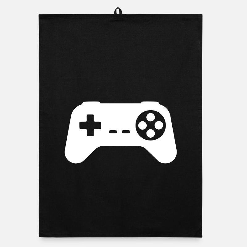 Retro Gamepad Silhouette Organic Geschirrtuch