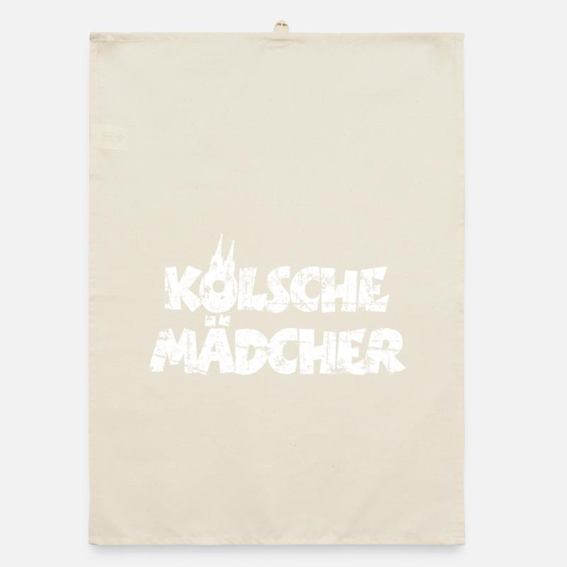 Kölsche Mädcher (Vintage/Weiß) Mädchen aus Köln Organic Geschirrtuch