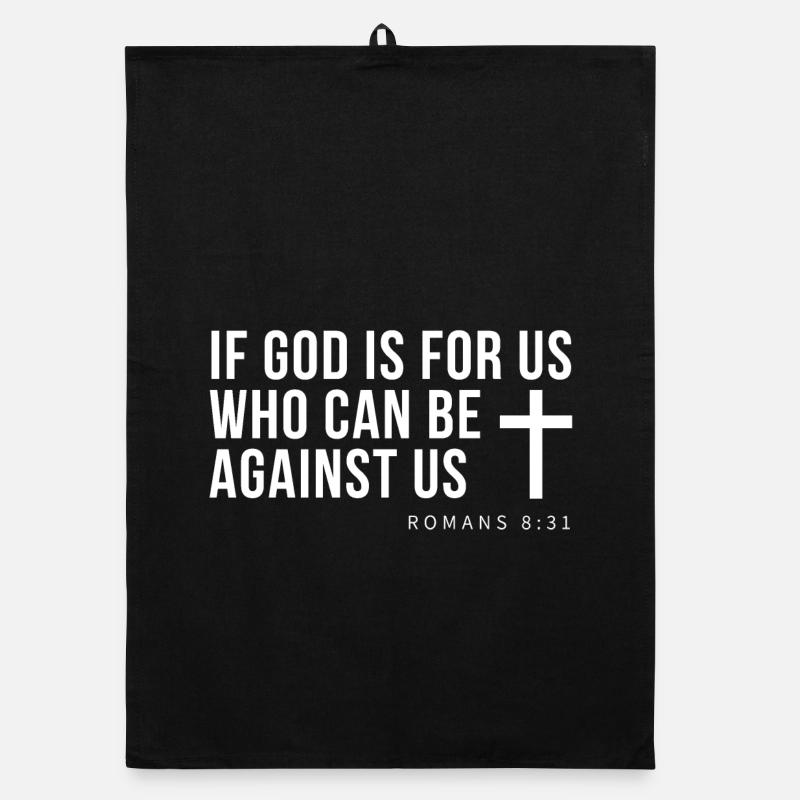 Dieu pour nous croise Romains 8:31 Torchon bio