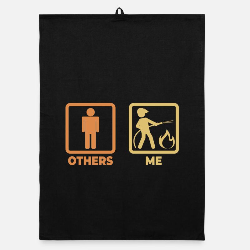 Firefighter Stick Figures Organic dish towel