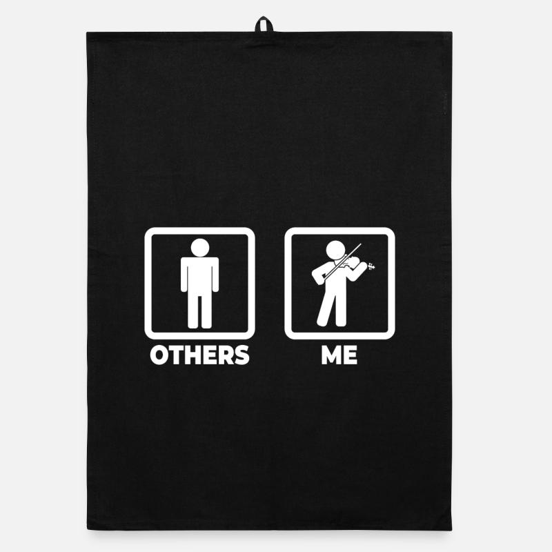 Violinist Stick Figure Organic dish towel