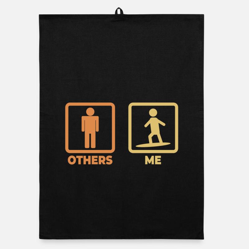 Surfer Stick Figures Organic dish towel