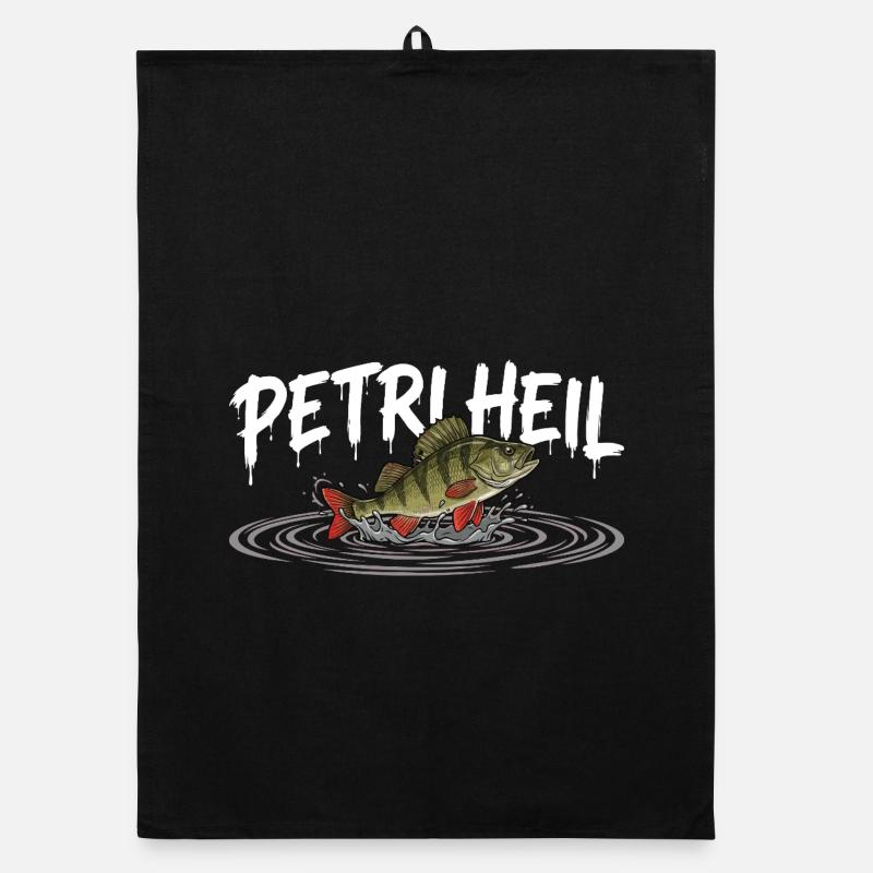 PETRI HEIL – Angler greeting with perch Organic dish towel