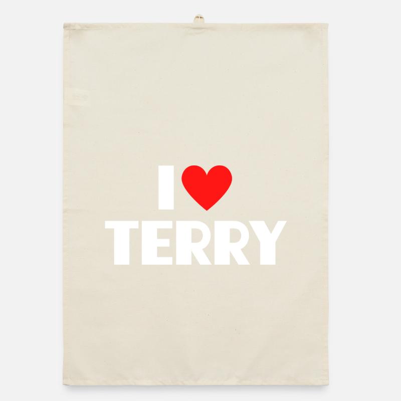Ich liebe Terry rotes Herz Retro Statement  Organic Geschirrtuch