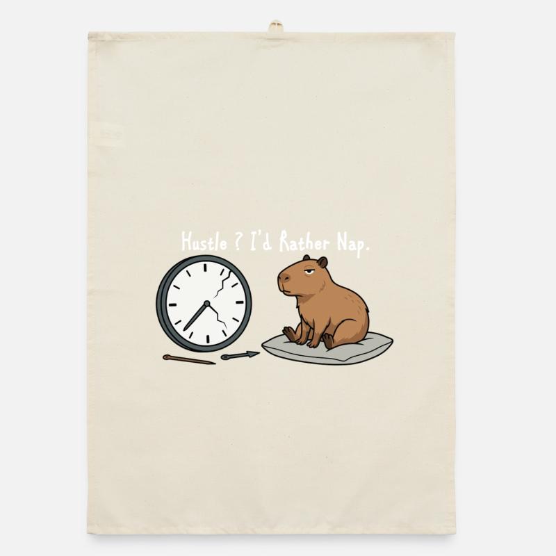 Capybara Nickerchen Humor Zerbrochene Uhr Weiß Organic Geschirrtuch