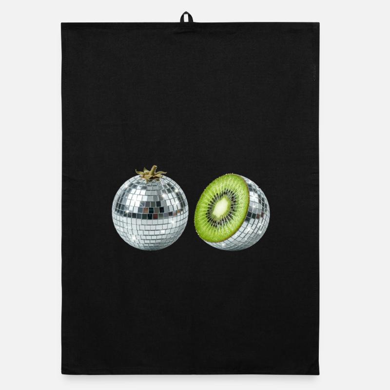 Balle Miroir Disco Kiwi - Torchon bio - noir