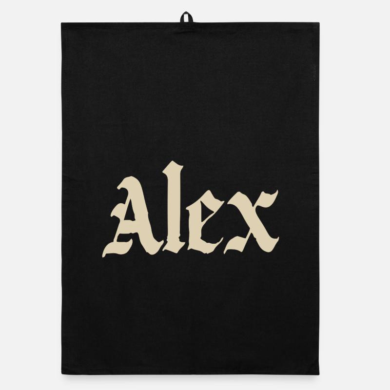 Alex Vintage Gothic Script Organic dish towel