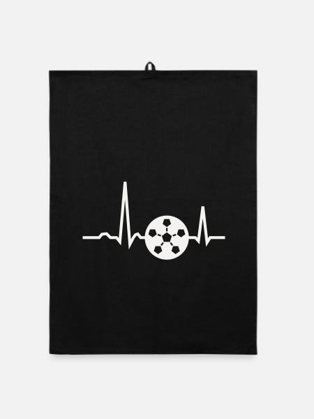 Fußball Herzschlag EKG Linie Fußballfan Geschenk - Organic Geschirrtuch - Schwarz - Vorne