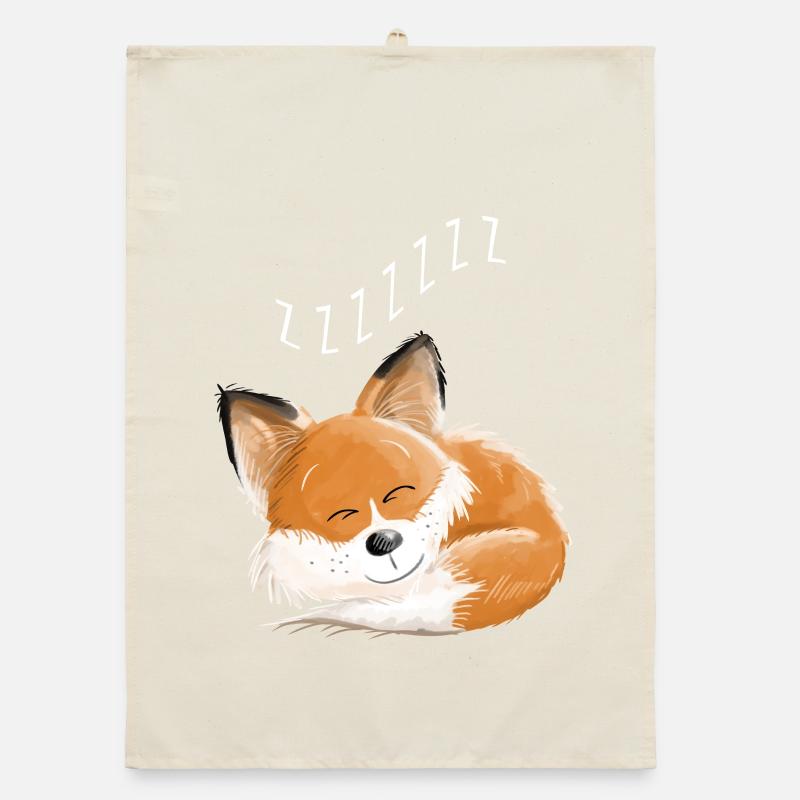 Fox sleeping - dream - dreams - foxes Organic dish towel