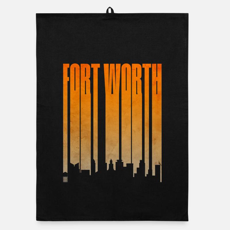 Fort Worth Skyline Gradient Organic dish towel