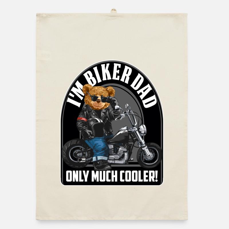 Me Biker Dad Much Cooler Father's Day Organic dish towel