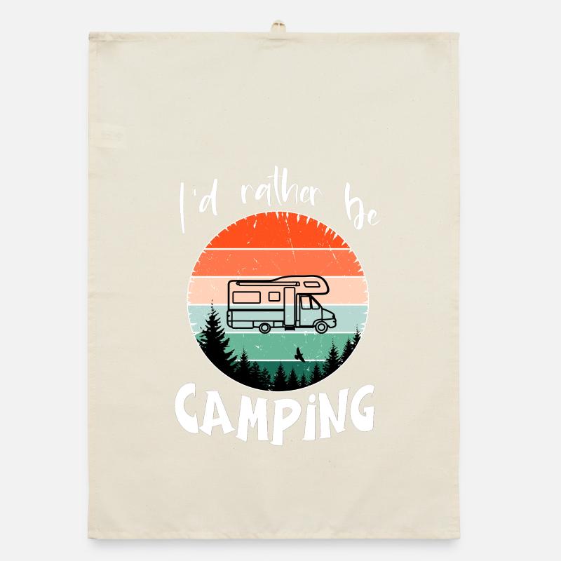 I'd rather camp Vintage RV Forest Organic dish towel