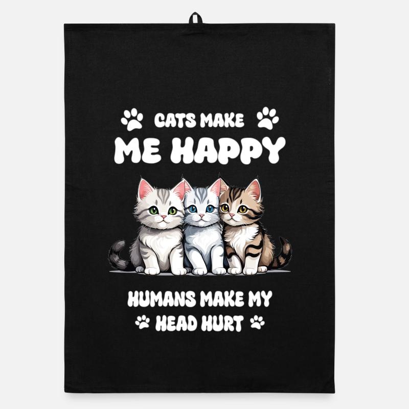Katzen machen mich Glücklich... Organic Geschirrtuch