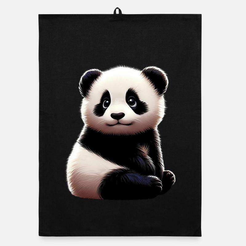 Panda - Organic Geschirrtuch - Schwarz
