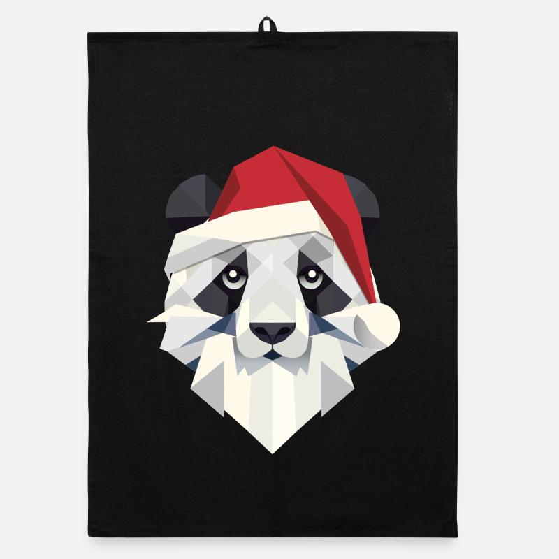 Joyeux Noël panda dans un style moderne Torchon bio