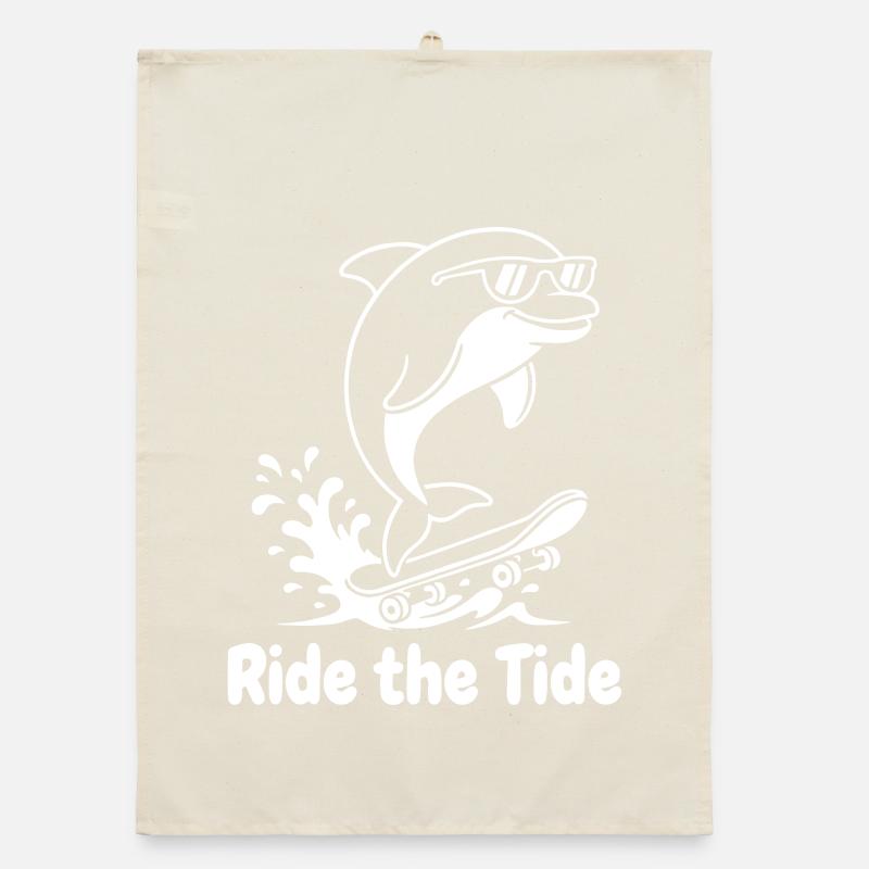 Dolphin Skateboard Wave Organic dish towel