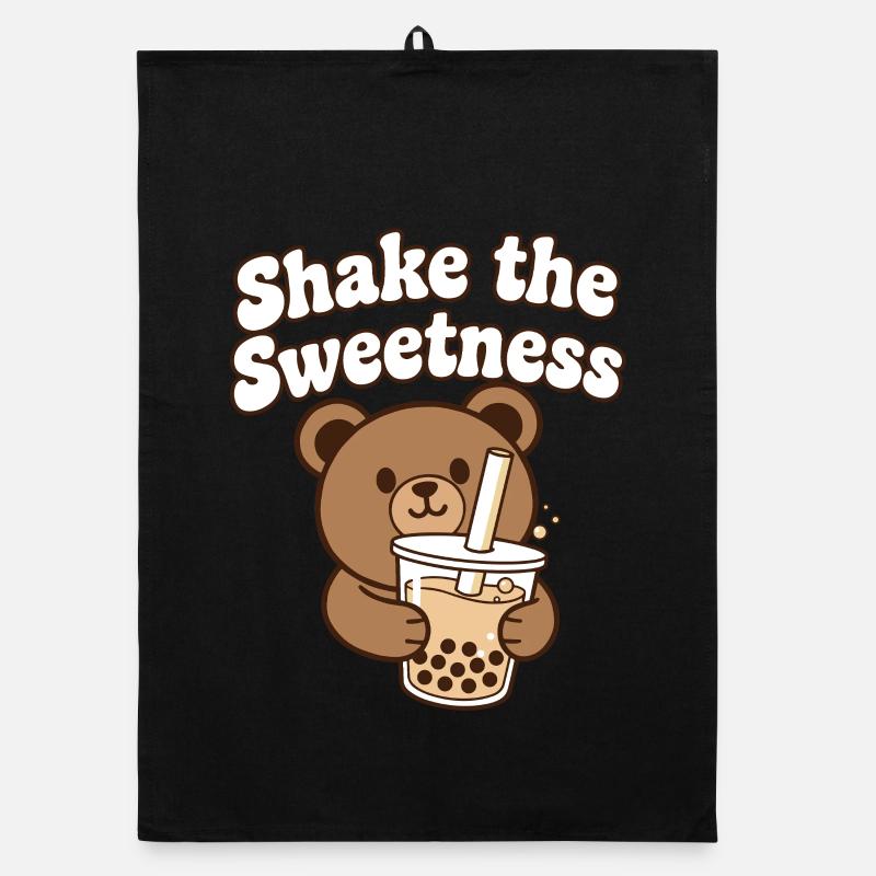 Kawaii Bear with Bubble Tea Organic dish towel