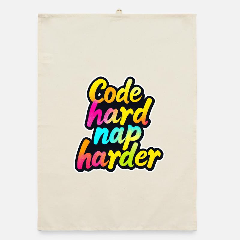 Code Hard Nap Harder Funny Programmer Tee Organic dish towel