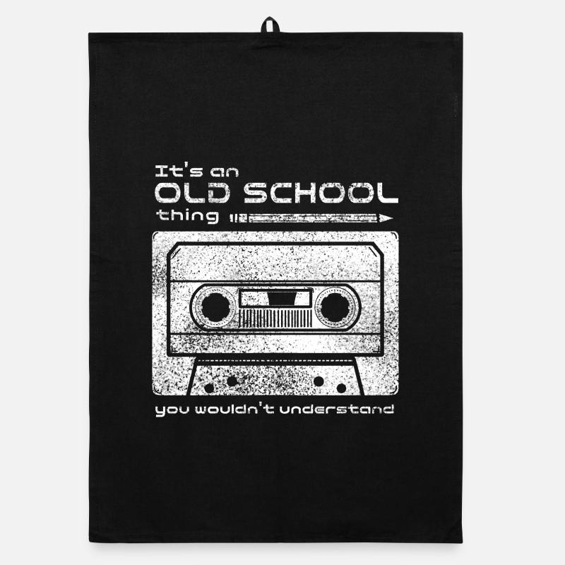 Old School Tape Trick - Organic Geschirrtuch - Schwarz