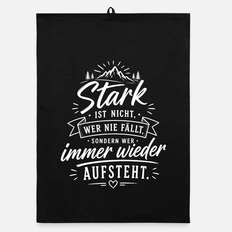 Stark durch Aufstehen Zitat Organic Geschirrtuch