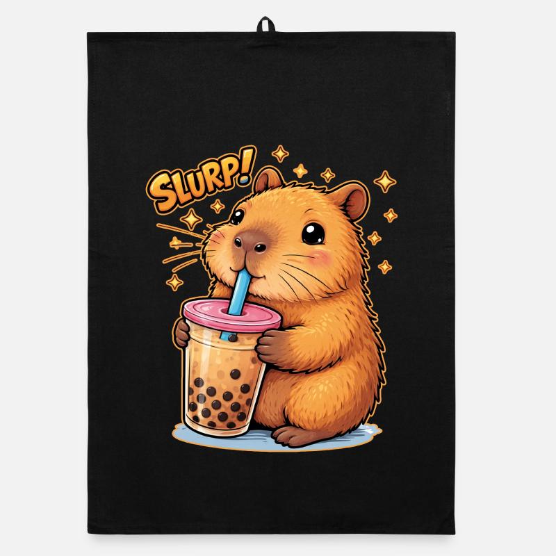 Capybara Bubble Tea Organic Geschirrtuch