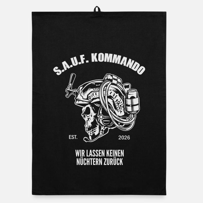 Sauf Kommando | Tactical Beer Skull Organic Geschirrtuch