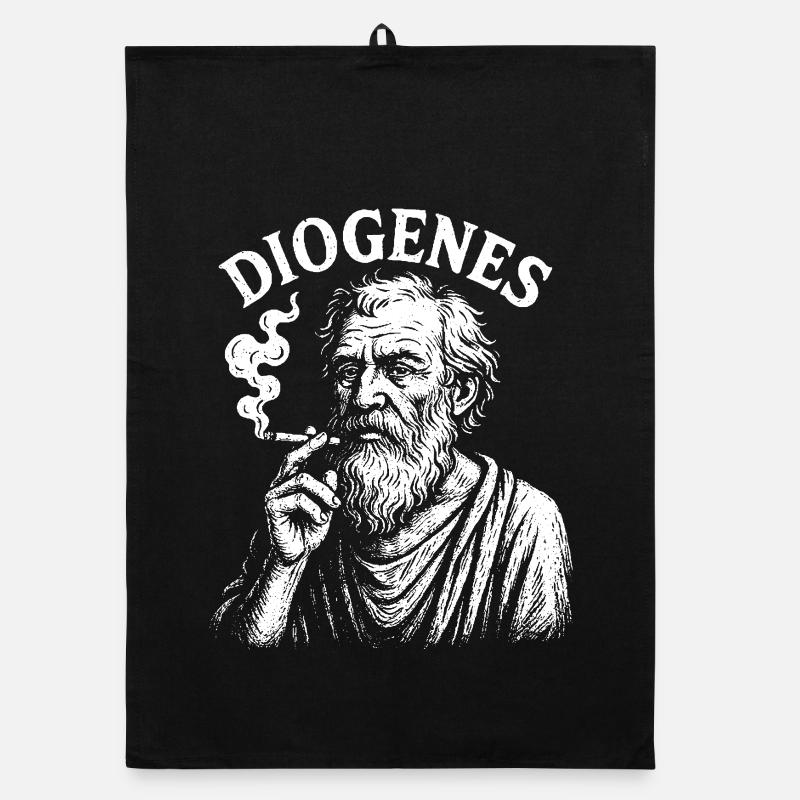 Diogenes Ancient Philosopher Smoke Portrait Organic dish towel