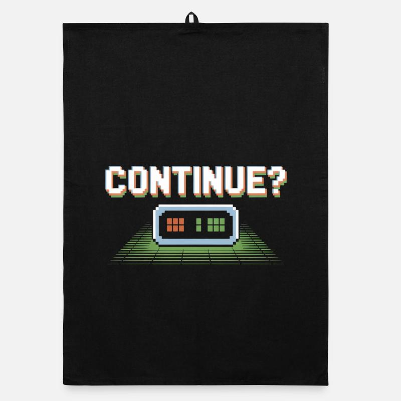 Continue Retro Gamer Pixel 8 Bit Arcade Screen Organic dish towel