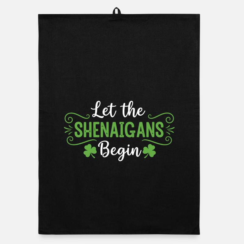 Let the Shenanigans Begin - Organic dish towel - black