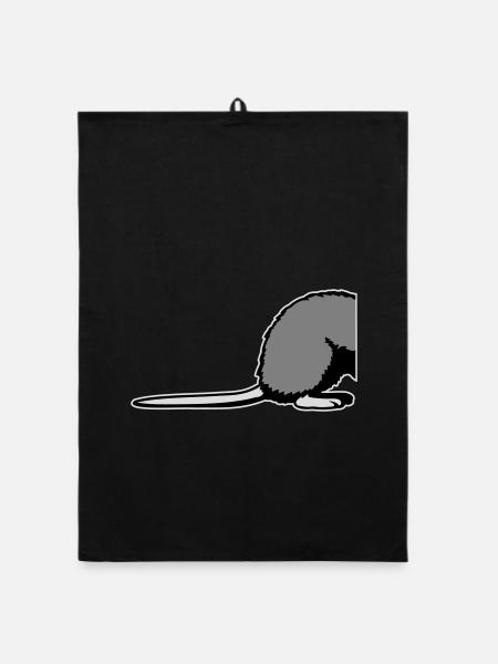 Ratte Rückseite Halb Lustig Schwanz Nagetier Tier - Organic Geschirrtuch - Schwarz - Vorne