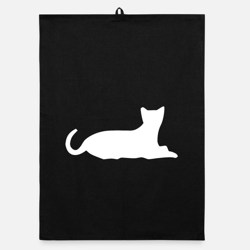 Katze Katze Katze Katze Katze Katze - Organic Geschirrtuch - Schwarz