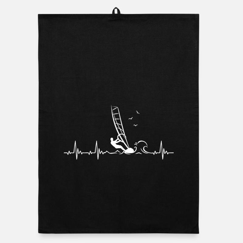 Windsurfen Herzschlag mit Windsurfer Geschenk Organic Geschirrtuch