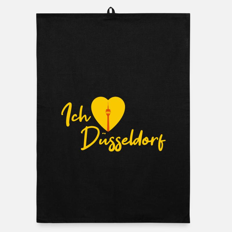 Ich liebe Düsseldorf - Schriftzug - Organic Geschirrtuch - Schwarz