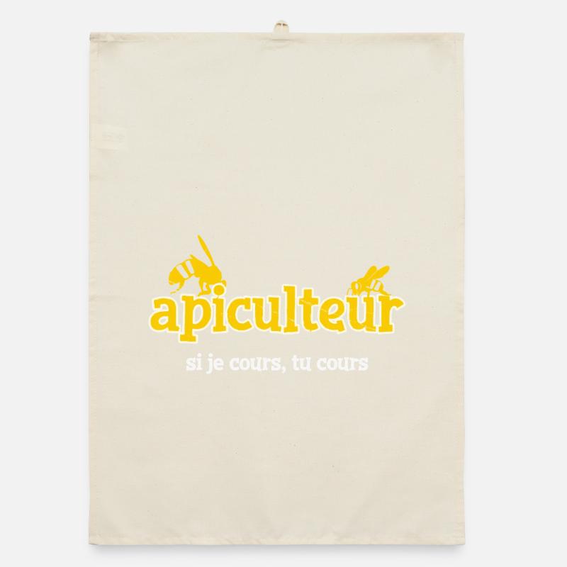 Beekeeper If I run, you run bee humor Organic dish towel