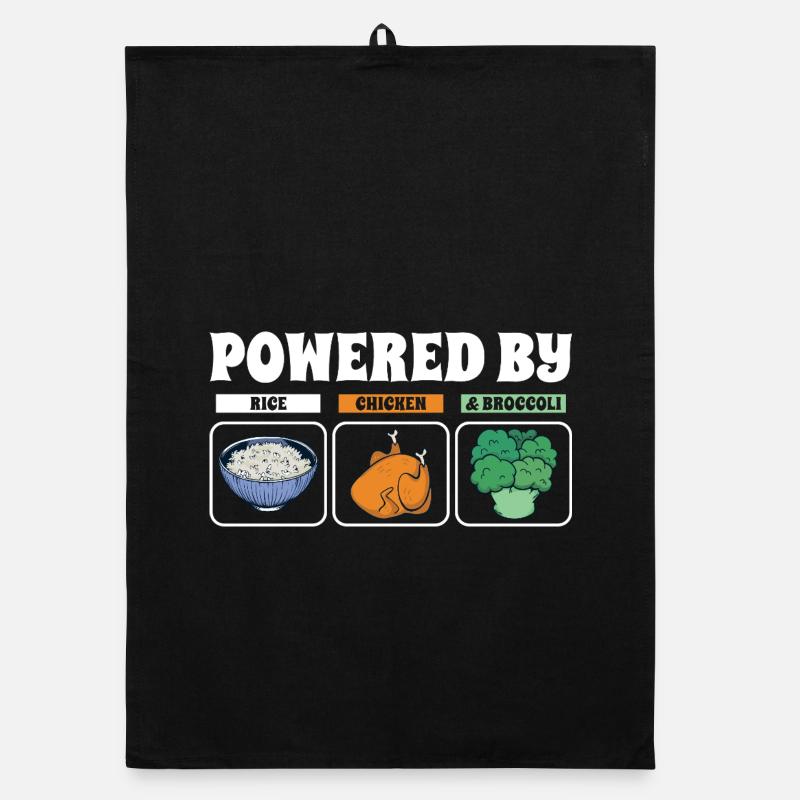 Powered By Rice Chicken Broccoli Organic dish towel