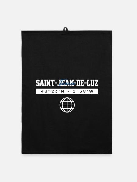 Saint-Jean-de-Luz Frankreich Koordinaten Souvenir - Organic Geschirrtuch - Schwarz - Vorne