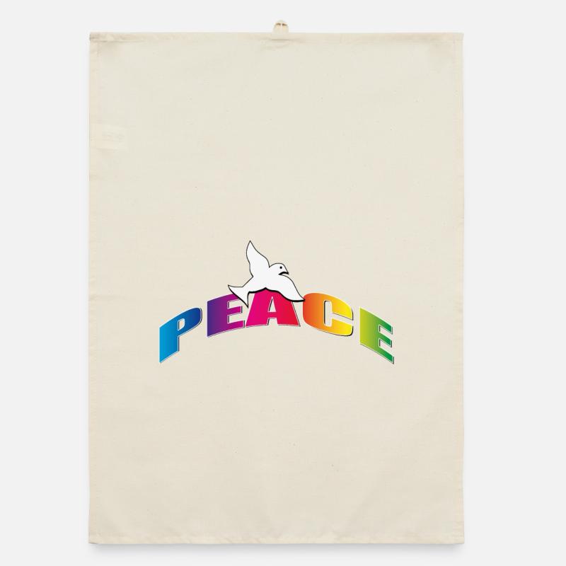 Peace mit Taube Regenbogenfarben Organic Geschirrtuch