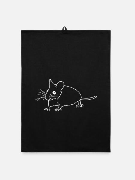 Mouse lineart - Organic dish towel - black - Front