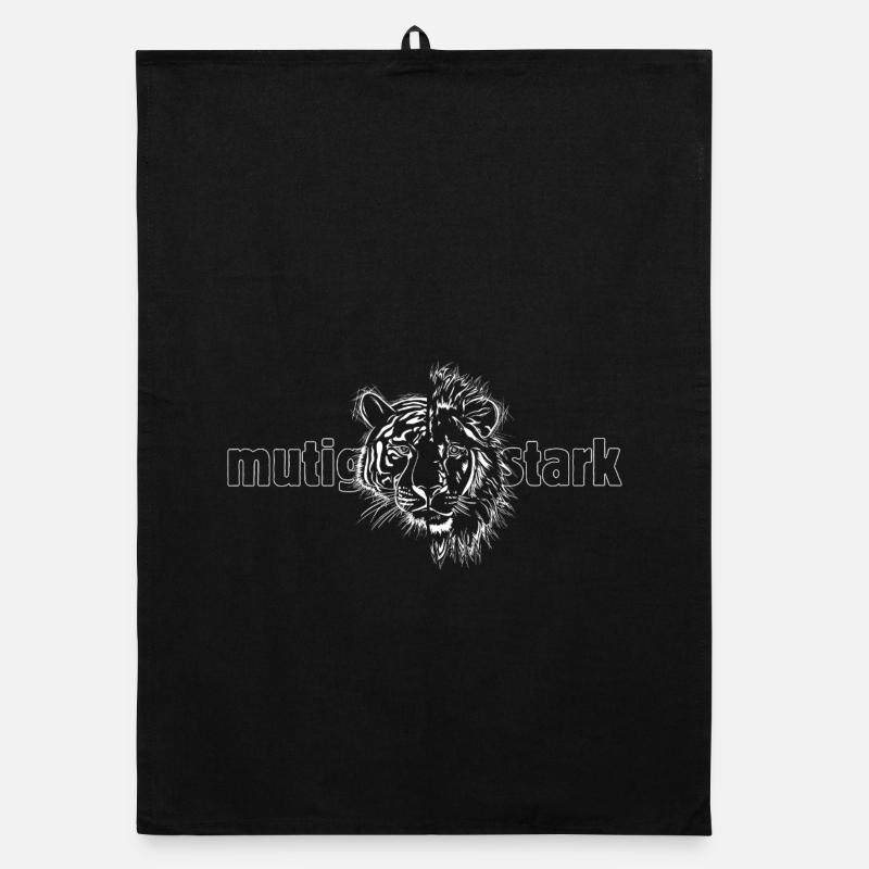 Tiger + Löwe „MUTIG UND STARK“ Organic Geschirrtuch
